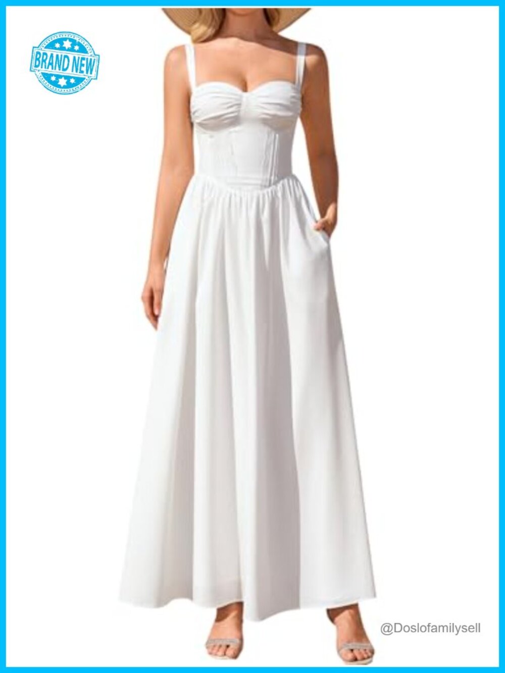Flowy Floral Lace Maxi Dress Smocked Ruched Wedding Guest Sundress with Pockets